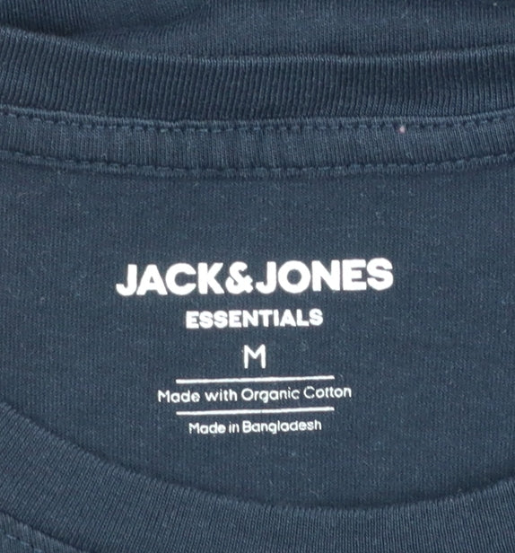 Jack & Jones Men's Blue Logo Graphic Regular Fit T-Shirt Size M