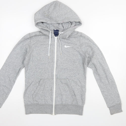 Nike Women's Grey Full Zip Hoodie S Cotton Blend Sportswear