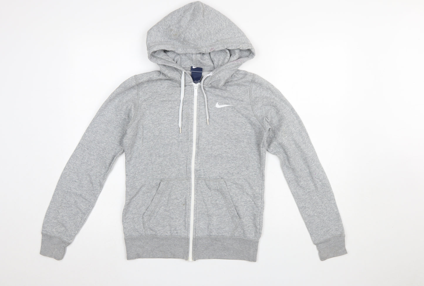 Nike Women's Grey Full Zip Hoodie S Cotton Blend Sportswear