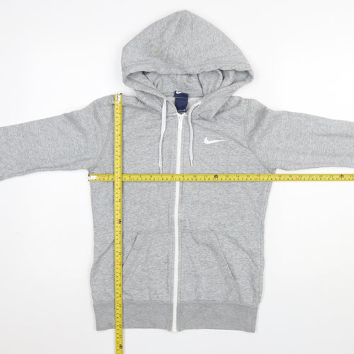 Nike Women's Grey Full Zip Hoodie S Cotton Blend Sportswear