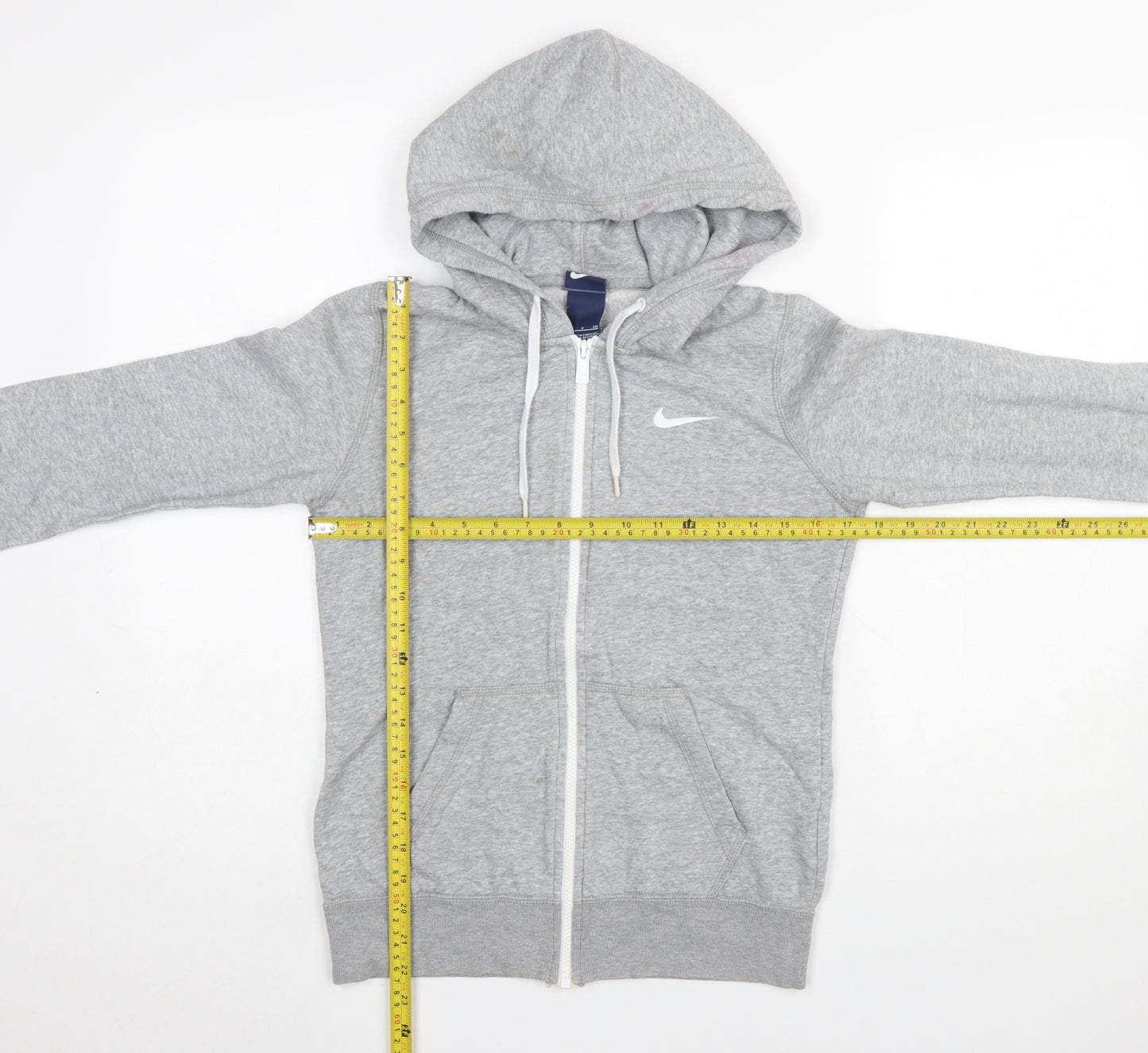 Nike Women's Grey Full Zip Hoodie S Cotton Blend Sportswear