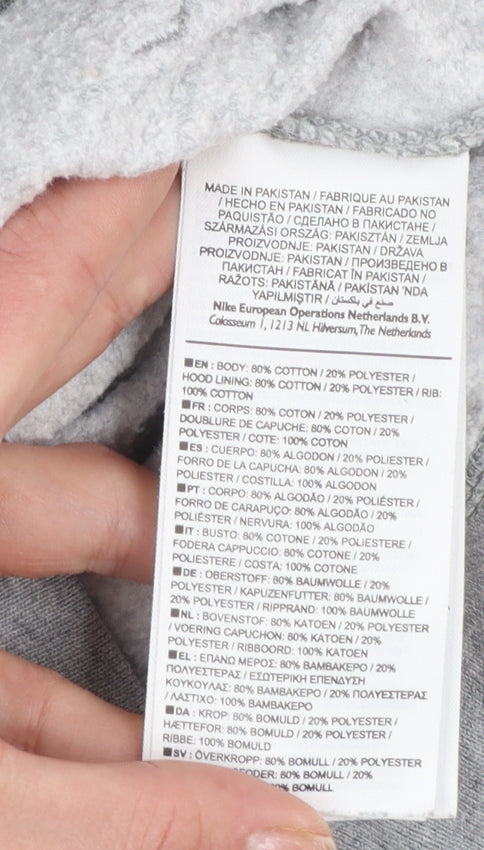 Nike Women's Grey Full Zip Hoodie S Cotton Blend Sportswear