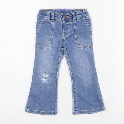 OshKosh B'gosh Girls Blue Flared Denim Jeans 2 Years with Pockets