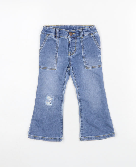 OshKosh B'gosh Girls Blue Flared Denim Jeans 2 Years with Pockets