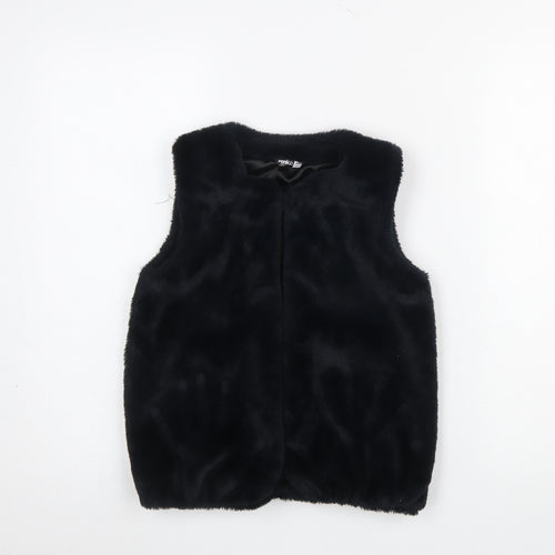 Pep&Co Girls Black Faux Fur Waistcoat 8-9 Years Lined Soft Shell