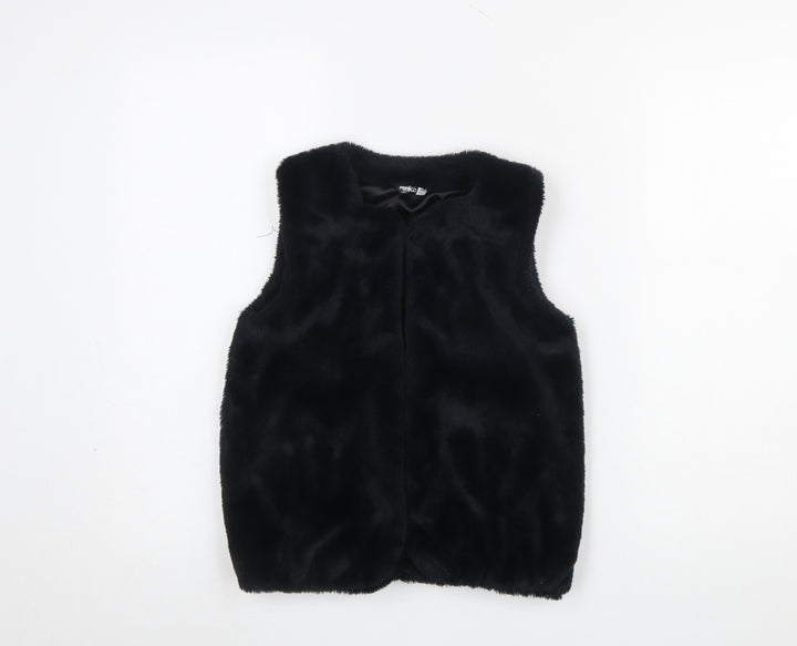 Pep&Co Girls Black Faux Fur Waistcoat 8-9 Years Lined Soft Shell