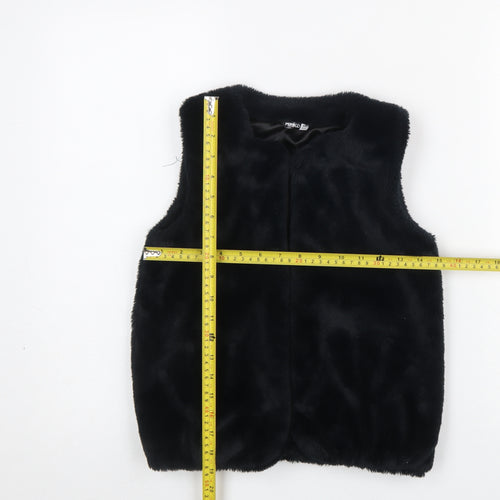 Pep&Co Girls Black Faux Fur Waistcoat 8-9 Years Lined Soft Shell