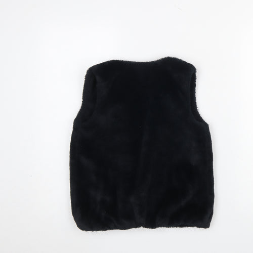 Pep&Co Girls Black Faux Fur Waistcoat 8-9 Years Lined Soft Shell