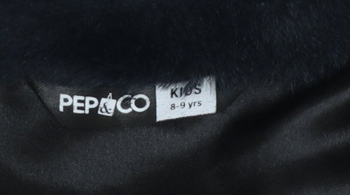 Pep&Co Girls Black Faux Fur Waistcoat 8-9 Years Lined Soft Shell