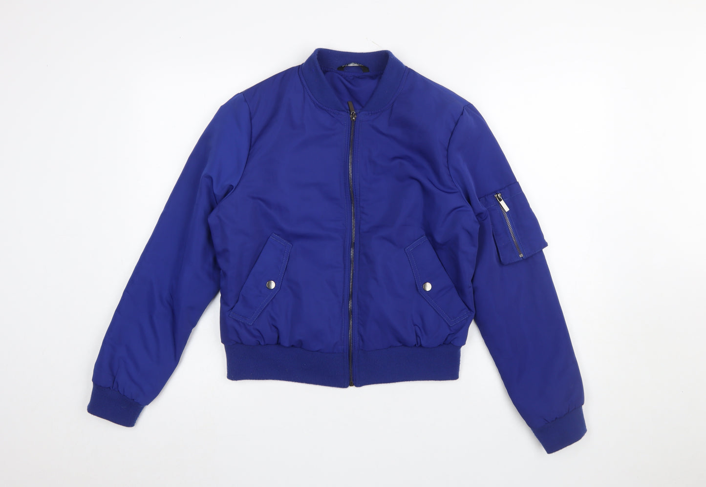 Select Womens Blue Bomber Jacket Size 12 Polyester Full Zip