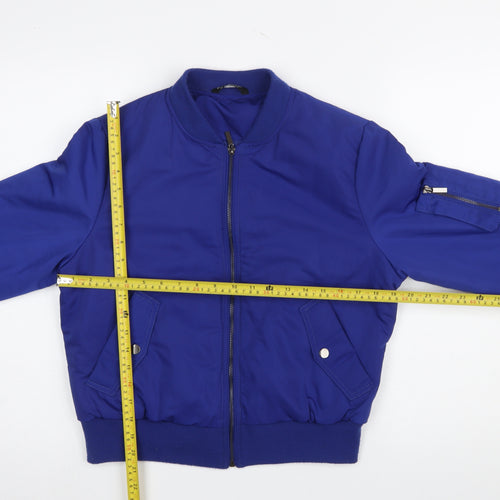 Select Womens Blue Bomber Jacket Size 12 Polyester Full Zip