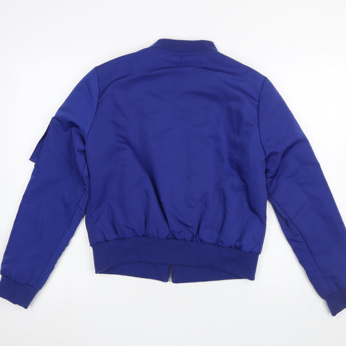 Select Womens Blue Bomber Jacket Size 12 Polyester Full Zip
