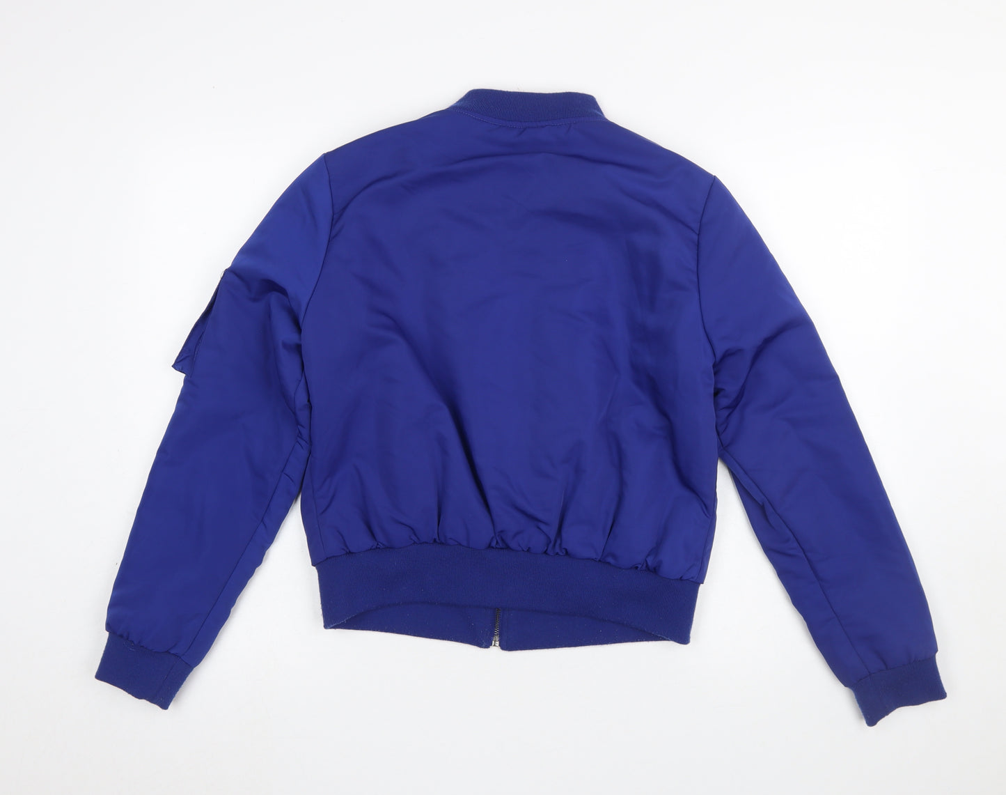 Select Womens Blue Bomber Jacket Size 12 Polyester Full Zip