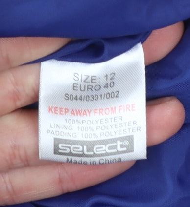 Select Womens Blue Bomber Jacket Size 12 Polyester Full Zip