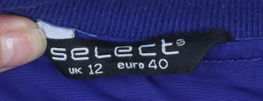 Select Womens Blue Bomber Jacket Size 12 Polyester Full Zip