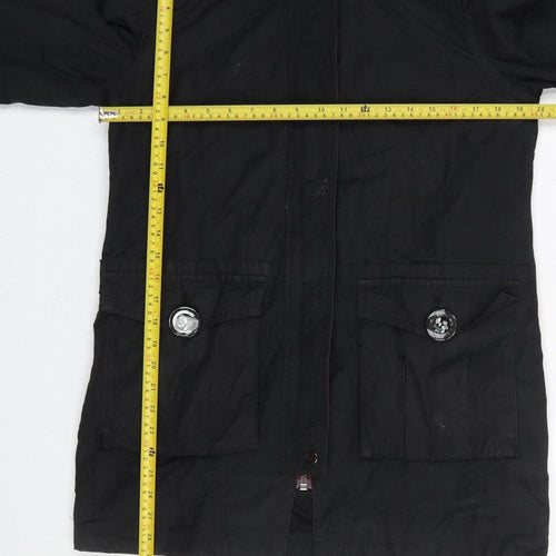 Boden Women Black Faux Fur Hooded Parka Coat Size 10