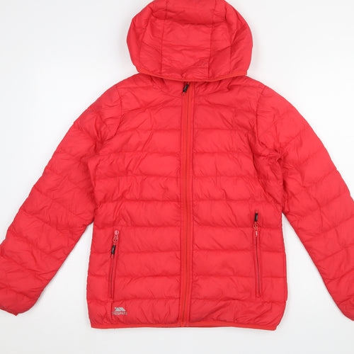 Trespass Womens Red Hooded Puffer Jacket XXS Down Filled Warm Coat