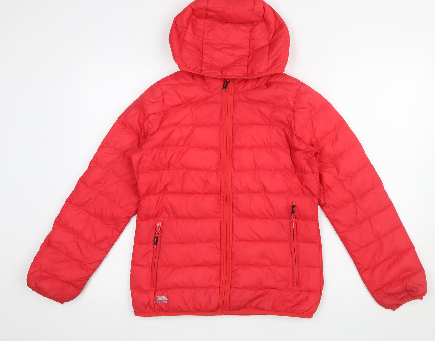 Trespass Womens Red Hooded Puffer Jacket XXS Down Filled Warm Coat
