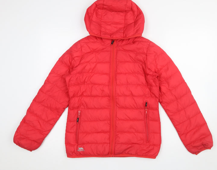 Trespass Womens Red Hooded Puffer Jacket XXS Down Filled Warm Coat