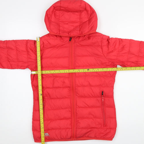 Trespass Womens Red Hooded Puffer Jacket XXS Down Filled Warm Coat