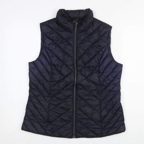 M&Co Womens Navy Blue Quilted Padded Waistcoat Size 12
