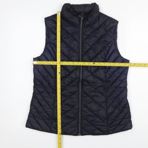 M&Co Womens Navy Blue Quilted Padded Waistcoat Size 12