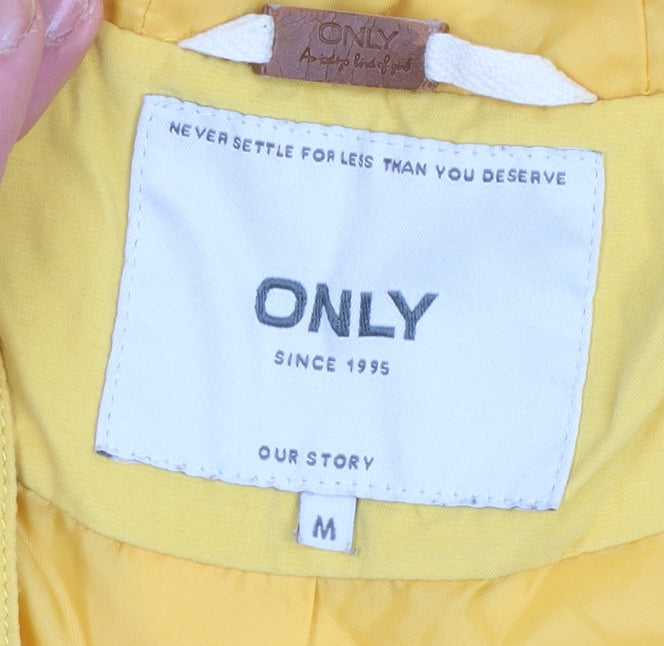 ONLY Women's Yellow Hooded Windbreaker Jacket Size M