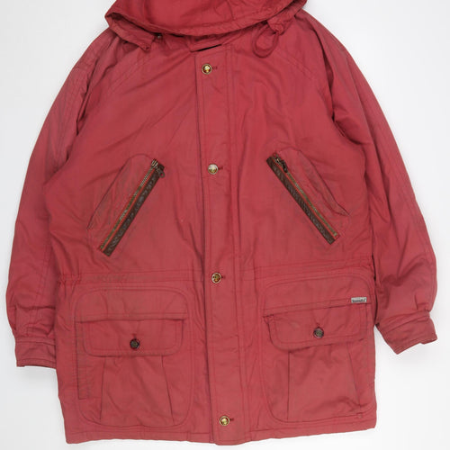Bush Sportswear Mens Red 42in Hooded Parka Jacket Cotton Blend Waterproof