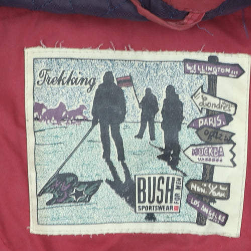 Bush Sportswear Mens Red 42in Hooded Parka Jacket Cotton Blend Waterproof