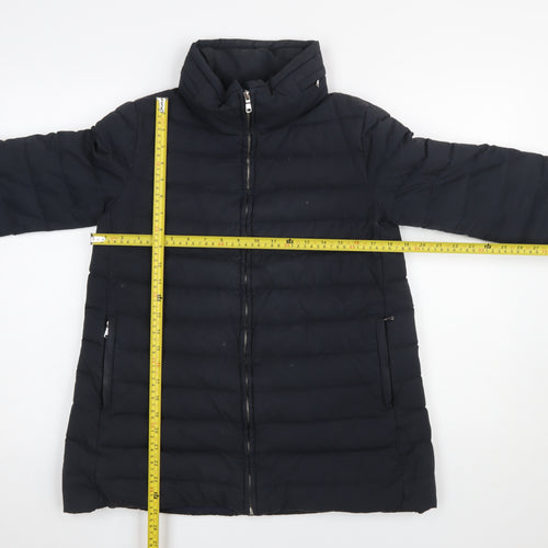 Zara Women Black Down Puffer Jacket Size 10 Mid-Length Winter Coat