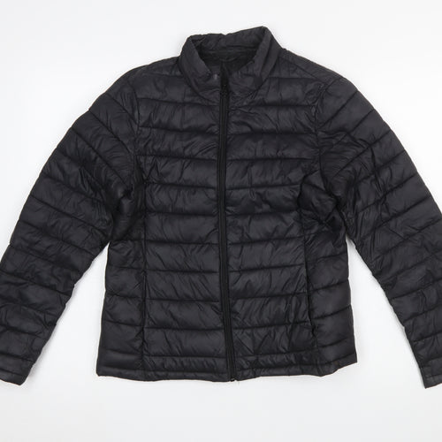 Vila Womens Black Puffer Jacket Size S Lightweight Quilted Zip Coat