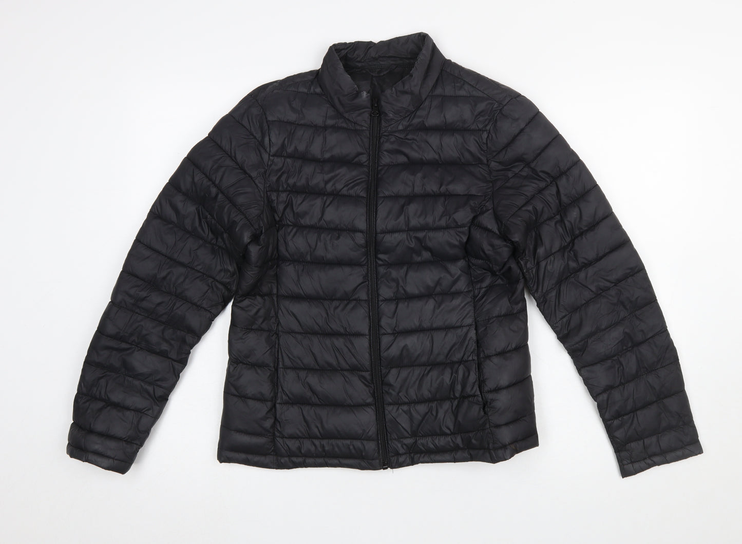 Vila Womens Black Puffer Jacket Size S Lightweight Quilted Zip Coat