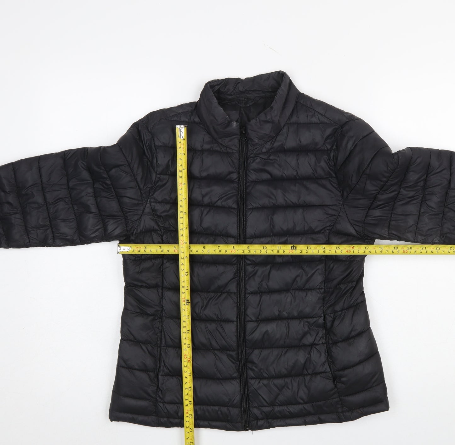 Vila Womens Black Puffer Jacket Size S Lightweight Quilted Zip Coat