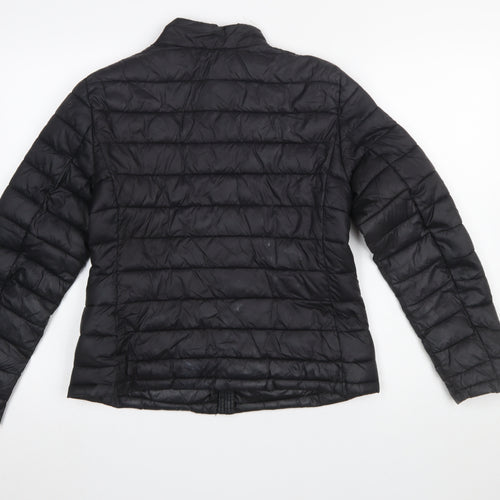 Vila Womens Black Puffer Jacket Size S Lightweight Quilted Zip Coat