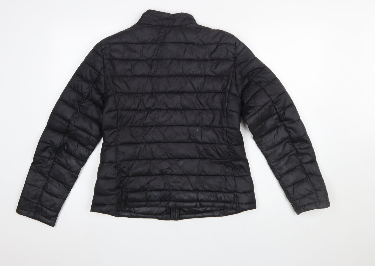 Vila Womens Black Puffer Jacket Size S Lightweight Quilted Zip Coat