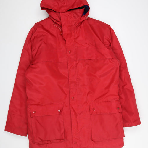 Orient Lines Men’s Red L Hooded Parka Jacket Water Resistant Nylon