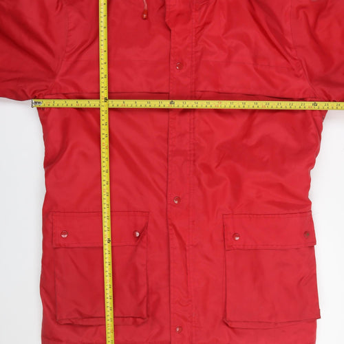 Orient Lines Men’s Red L Hooded Parka Jacket Water Resistant Nylon