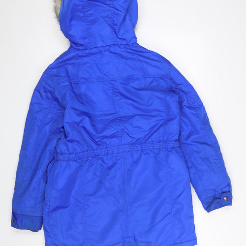 River Island Boys Blue Hooded Faux Fur Trim Parka Coat 12 Years