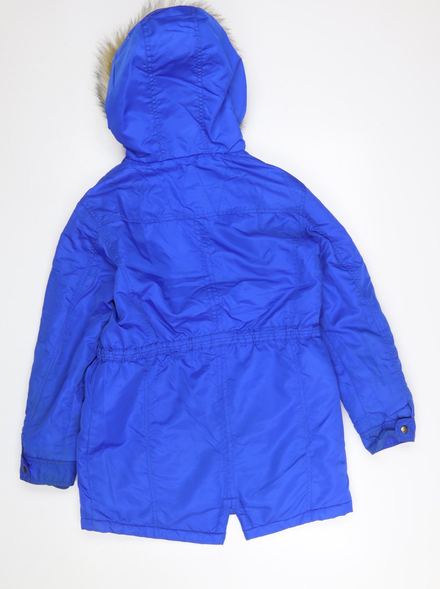 River Island Boys Blue Hooded Faux Fur Trim Parka Coat 12 Years