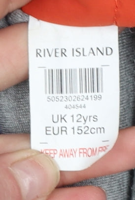 River Island Boys Blue Hooded Faux Fur Trim Parka Coat 12 Years