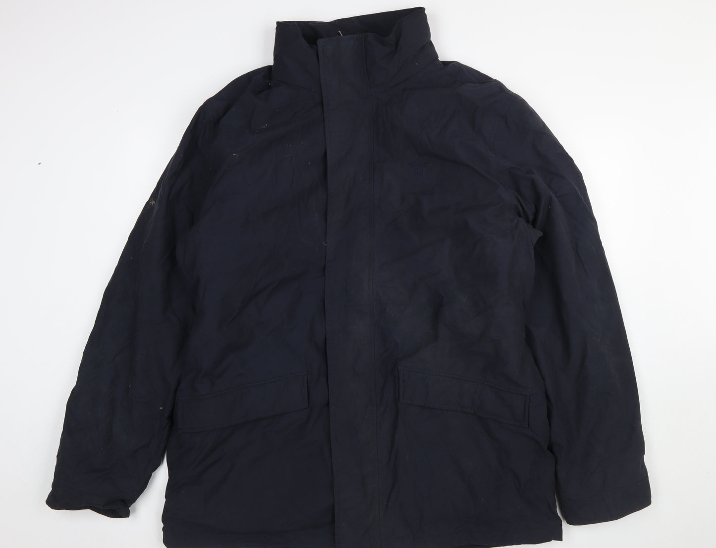 GANT Men's Blue 2XL Parka Jacket Cotton Blend Full Zip Winter Coat