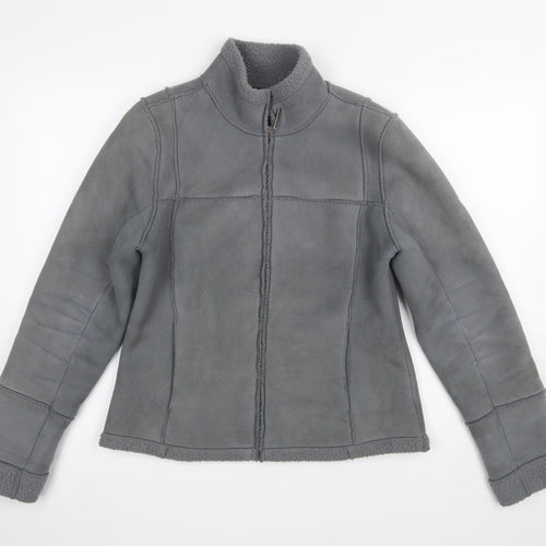 Falmer Womens Grey Size 12 Faux Shearling Lined Zip Jacket