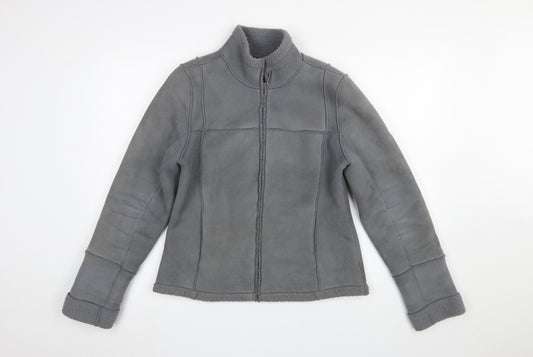Falmer Womens Grey Size 12 Faux Shearling Lined Zip Jacket