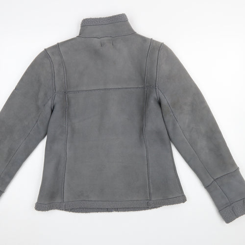 Falmer Womens Grey Size 12 Faux Shearling Lined Zip Jacket