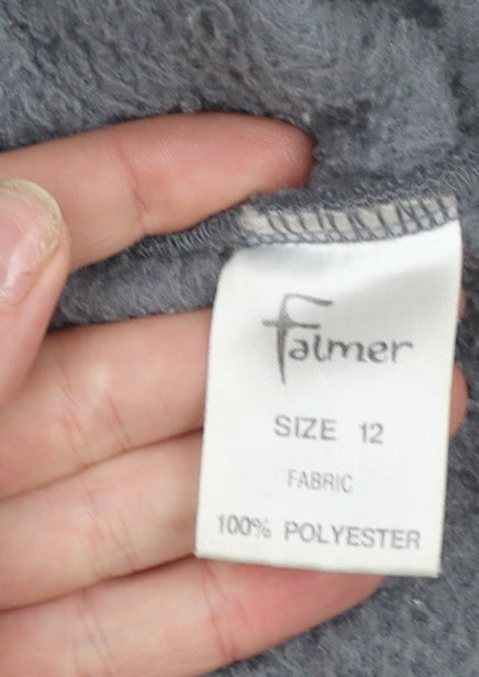 Falmer Womens Grey Size 12 Faux Shearling Lined Zip Jacket