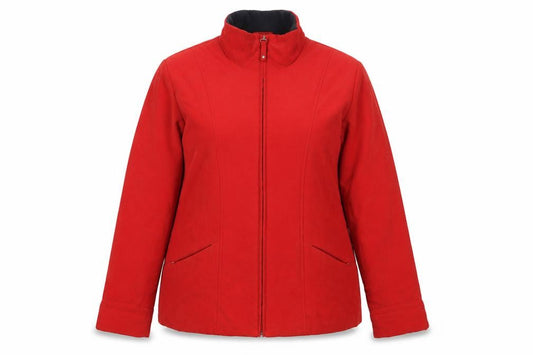 Front view of Klass Collection Women Red L Basic Zip Jacket Polyester Blend