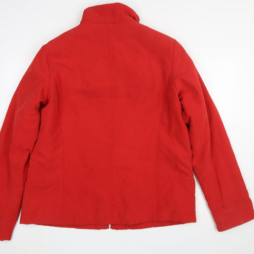 Klass Collection Women Red L Basic Zip Jacket Polyester Blend
