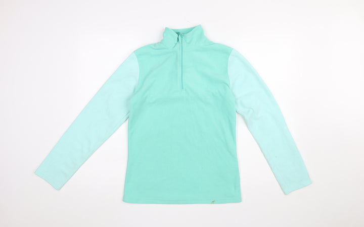 Mountain Warehouse Girls Green Fleece 1/2 Zip Pullover Sweatshirt 13 Years