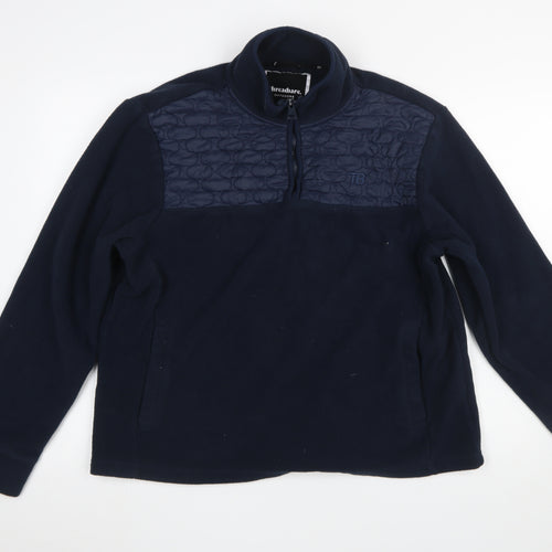 Threadbare Mens Blue XL 1/4 Zip Quilted Fleece Sweatshirt