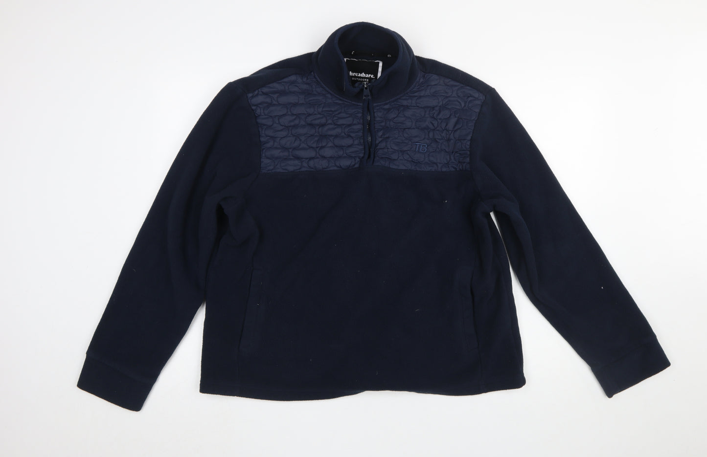 Threadbare Mens Blue XL 1/4 Zip Quilted Fleece Sweatshirt
